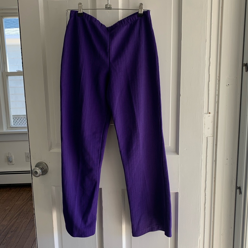 Vintage High Waist Purple Ribbed Pant